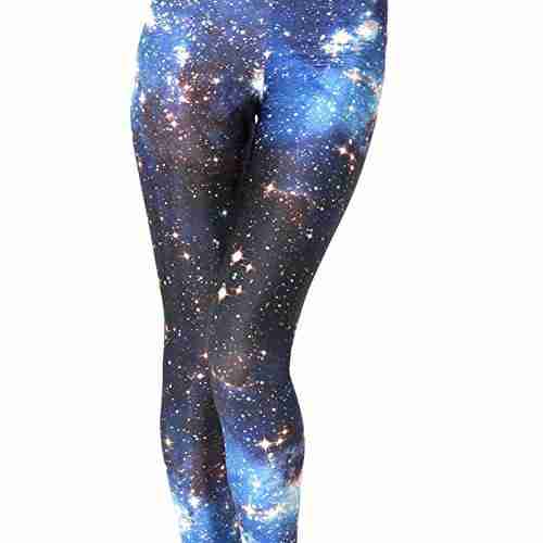 Idingding Womens Galaxy Star Printed High Waist Leggings