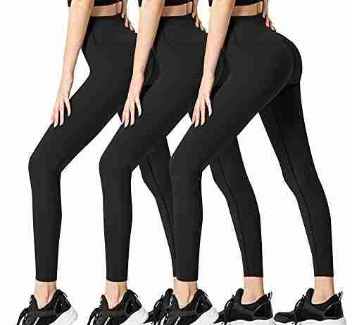 3 pack womens leggings no see through high waisted tummy control yoga pants 1