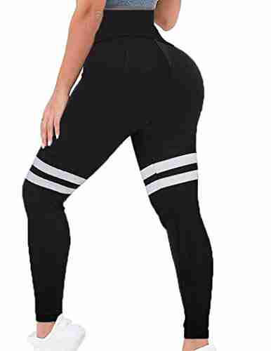 coorun yoga pants for women high waist workout leggings stripe yoga pants m