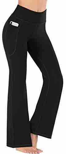 heathyoga women bootcut high waist yoga pants with pockets black x large