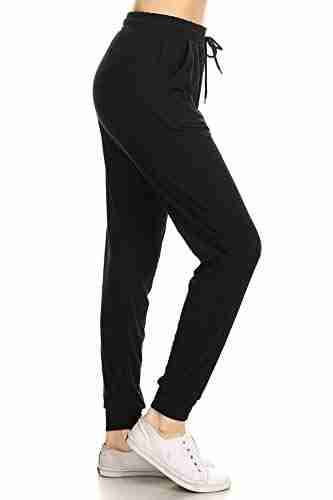 leggings depot jga128 black m solid jogger track pants wpockets medium