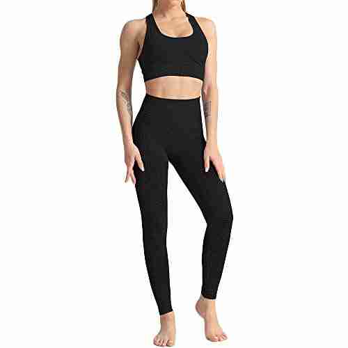 wodowei women 2 piece workout outfits sports bra seamless leggings yoga gym