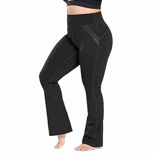 womens plus size dress yoga leggings with pocket high waist stretch bootcut
