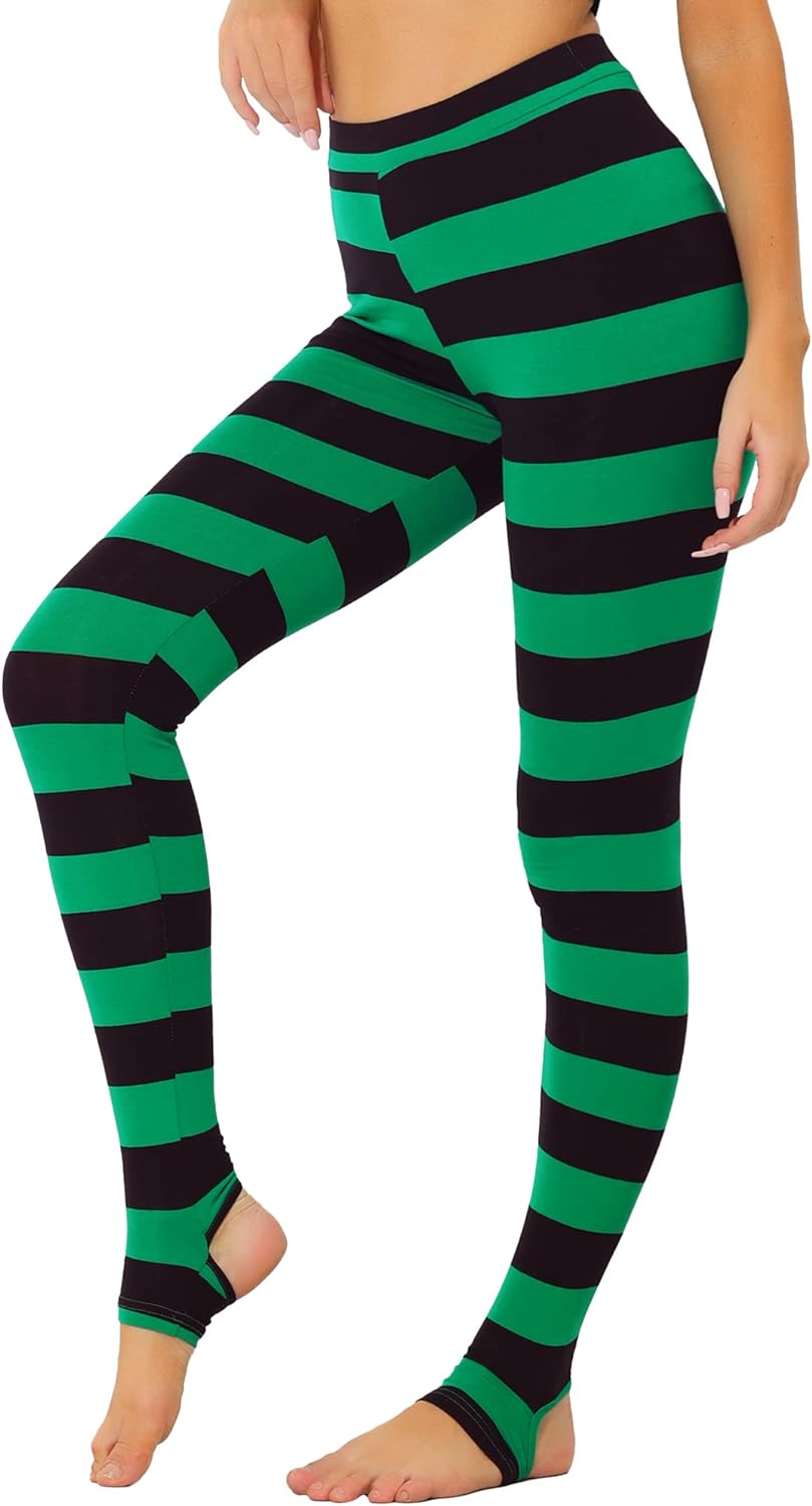 Allegra K Womens Leggings Printed High Waist Elastic Waistband Party Yoga Christmas Stirrup Pants