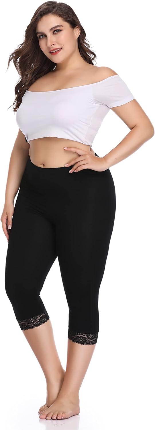 comparing 5 lace trimmed leggings for plus size women
