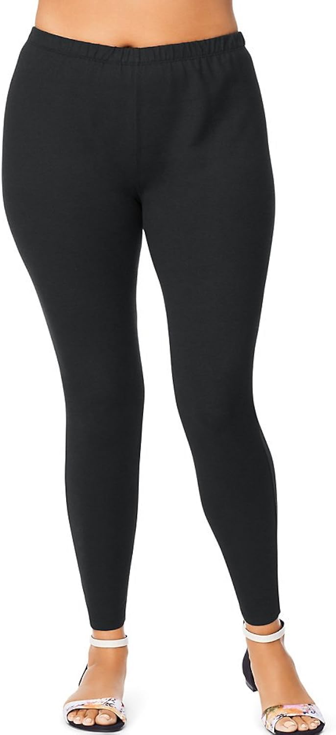 JUST MY SIZE Stretch Cotton Jersey Womens Leggings Black