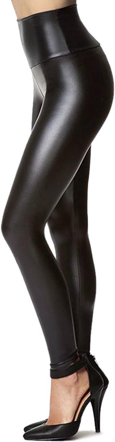 Tagoo Womens Stretchy Faux Leather Leggings Pants, Sexy Red High Waisted Tights