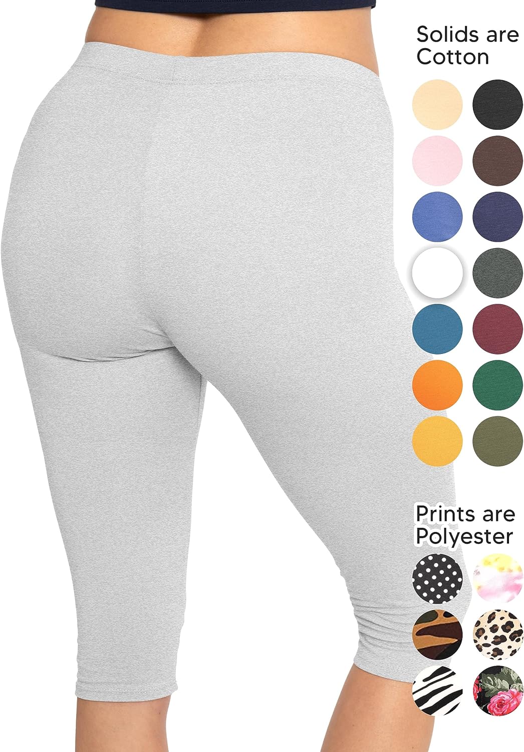 Womens and Plus Size Knee-Length and Ankle Length Leggings | X-Small- 7X Adult