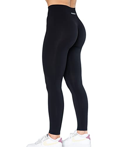 AUROLA Dream Collection Workout Leggings for Women High Waist Seamless Scrunch Athletic Running Gym Fitness Active Pants Dark Black S