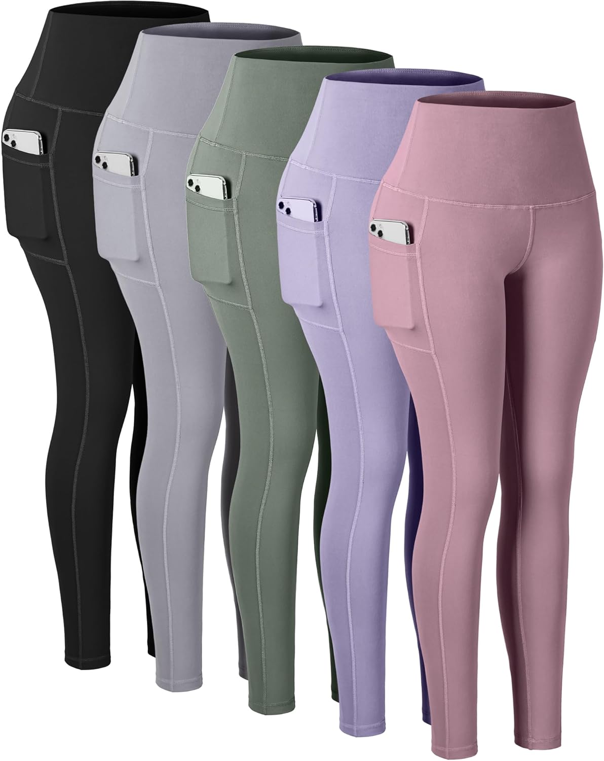 CHRLEISURE Leggings with Pockets for Women, High Waisted Tummy Control Workout Yoga Pants