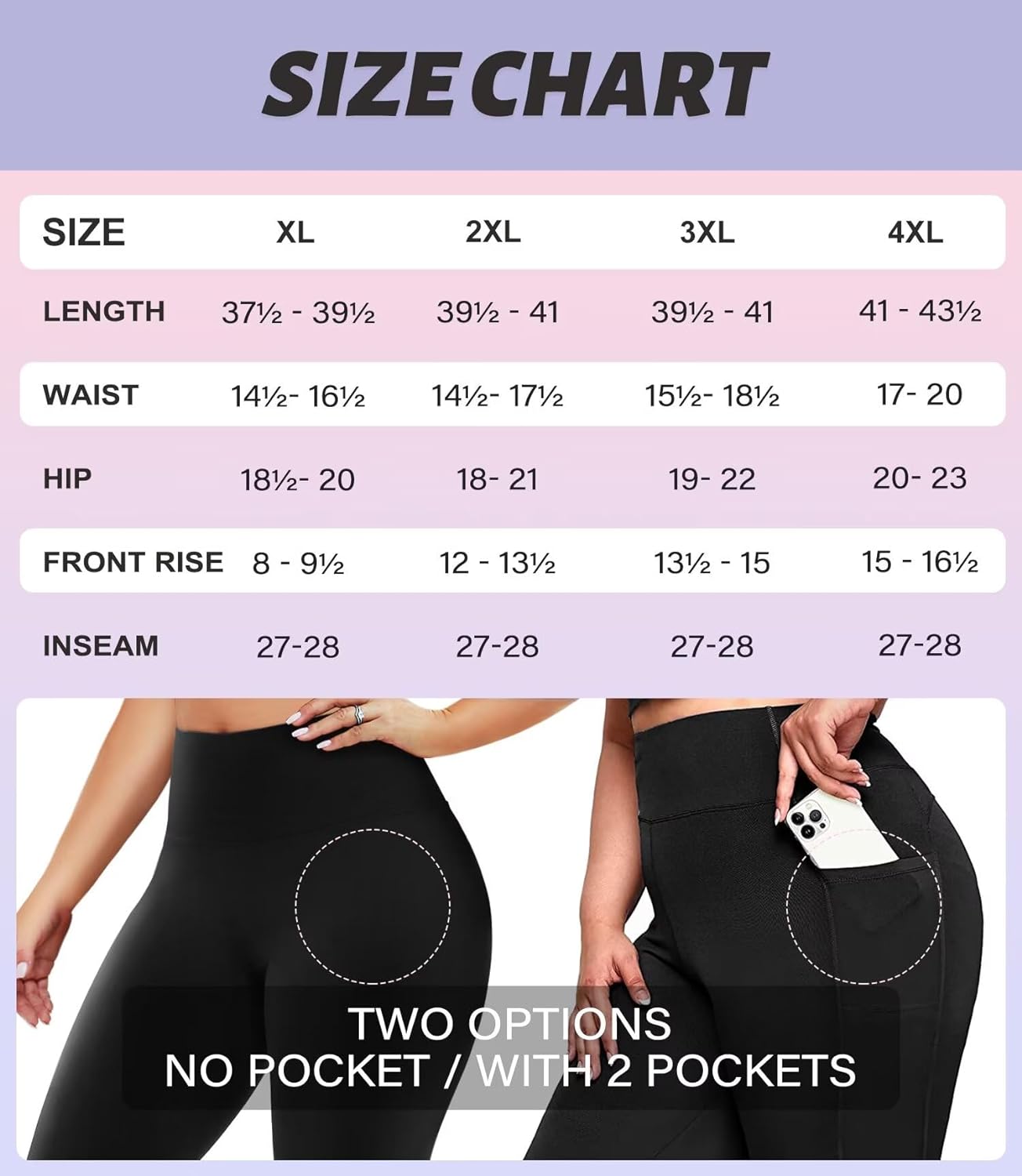 Happy.angel Plus Size Leggings with Pockets for Women, High Waisted Black Yoga Workout Leggings 3X 4X