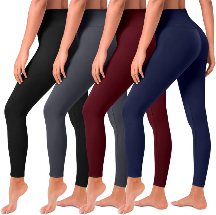 4 pack leggings for women butt lift high waisted tummy control slimming black no see thru yoga pants workout running