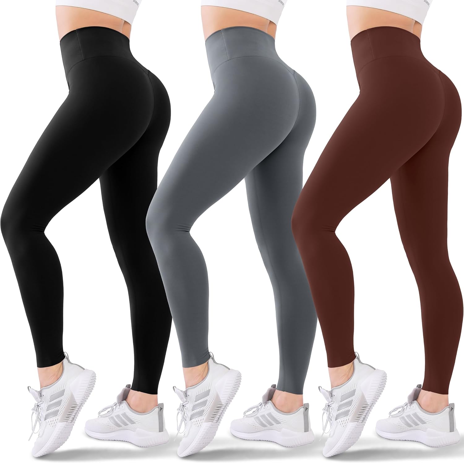 Blisset 3 Pack High Waisted Leggings for Women-Soft Athletic Tummy Control Pants for Running Yoga Workout Reg  Plus Size