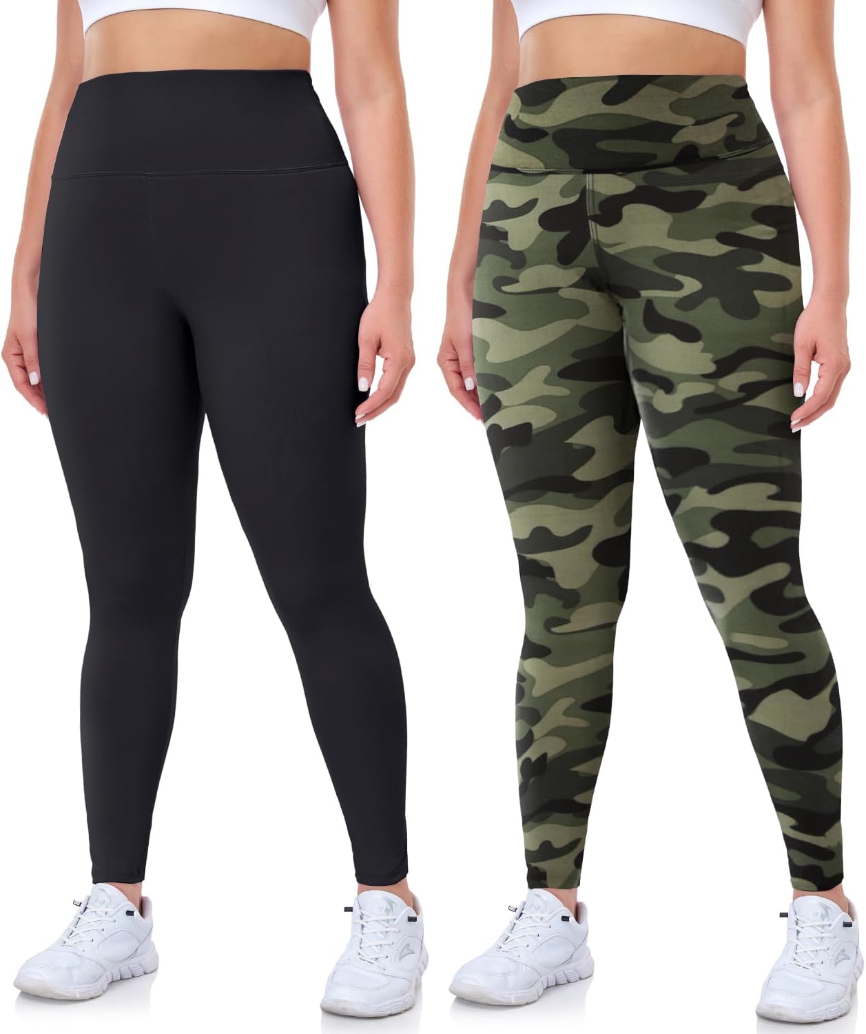 Hi Clasmix 2 Pack Plus Size Leggings for Women Tummy Control-High Waisted Super Soft Workout Yoga Athletic Pants 3X 4X