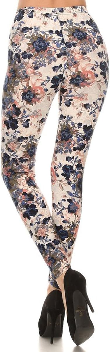 Leggings Depot High Waisted Floral  Space Print Leggings for Women - Regular, Plus, 1X3X, 3X5X
