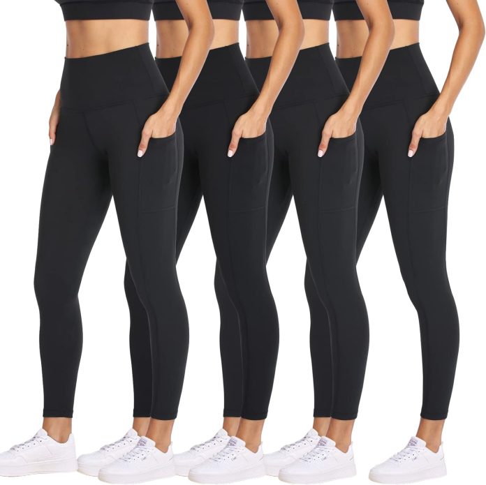 nexiepoch 4 pack leggings for women with pockets high waisted tummy control for workout running yoga pants reg plus size