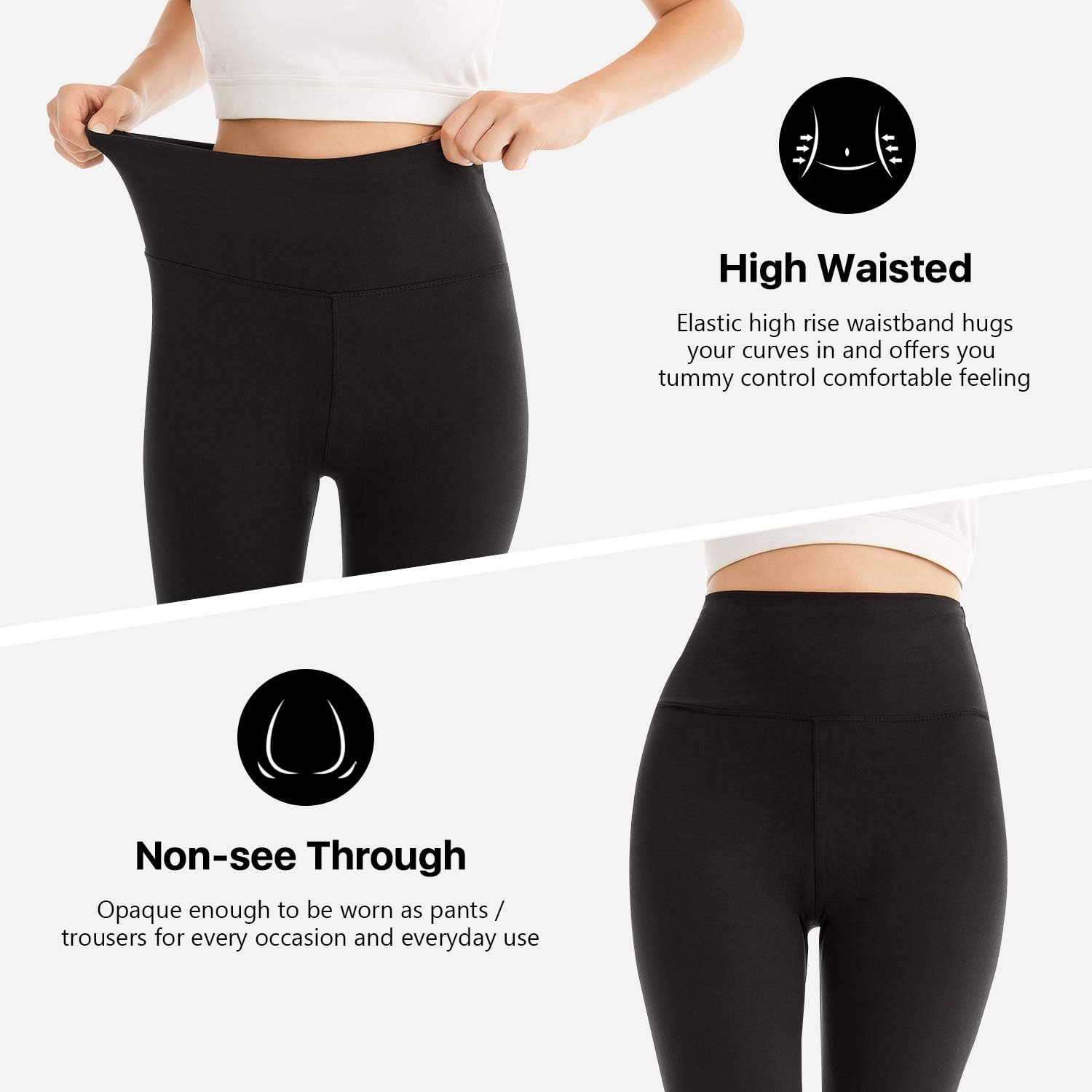 SINOPHANT High Waisted Leggings for Women - Full Length  Capri Buttery Soft Yoga Pants for Workout Athletic