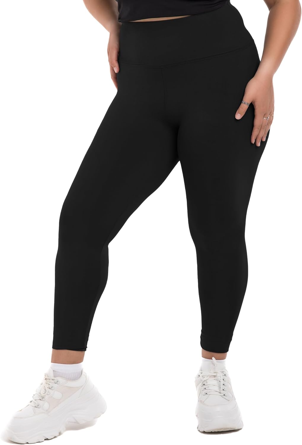 SINOPHANT Plus Size Leggings for Women, High Waisted Tummy Control Buttery Super Soft Black Yoga Pants for Workout