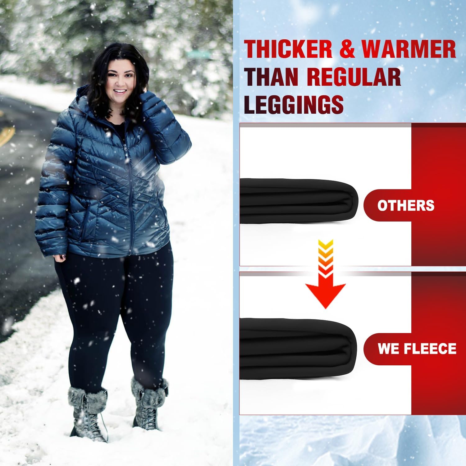 we fleece 3 Pack Plus Size Fleece Lined Leggings Women -Stretchy X-Large-4X Warm Winter Yoga Pants Thermal Leggings