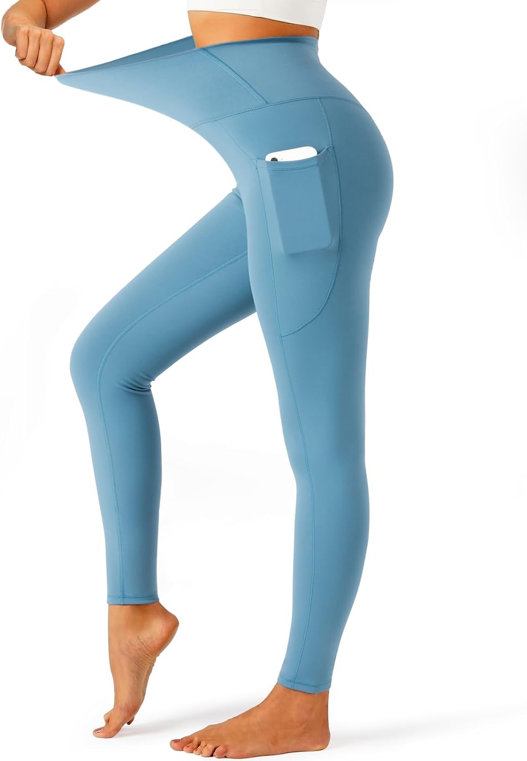 YOYOYOGA Yoga Leggings for Women Carbon Finishing High Waisted Yoga Pants with Pockets Workout Running Legging
