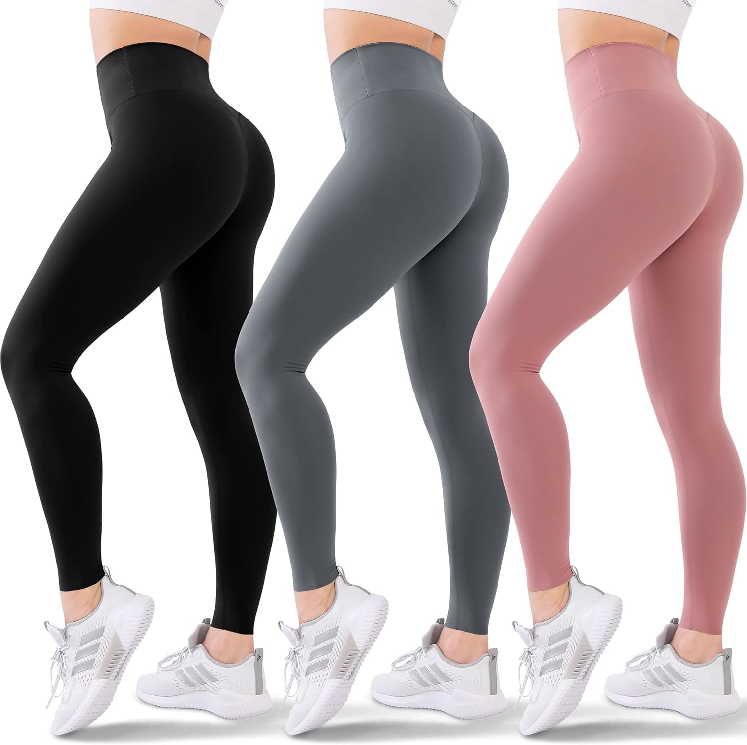Blisset 3 Pack Leggings for Women Butt Lift High Waisted Tummy Control No See-Through Yoga Pants Workout Running Leggings