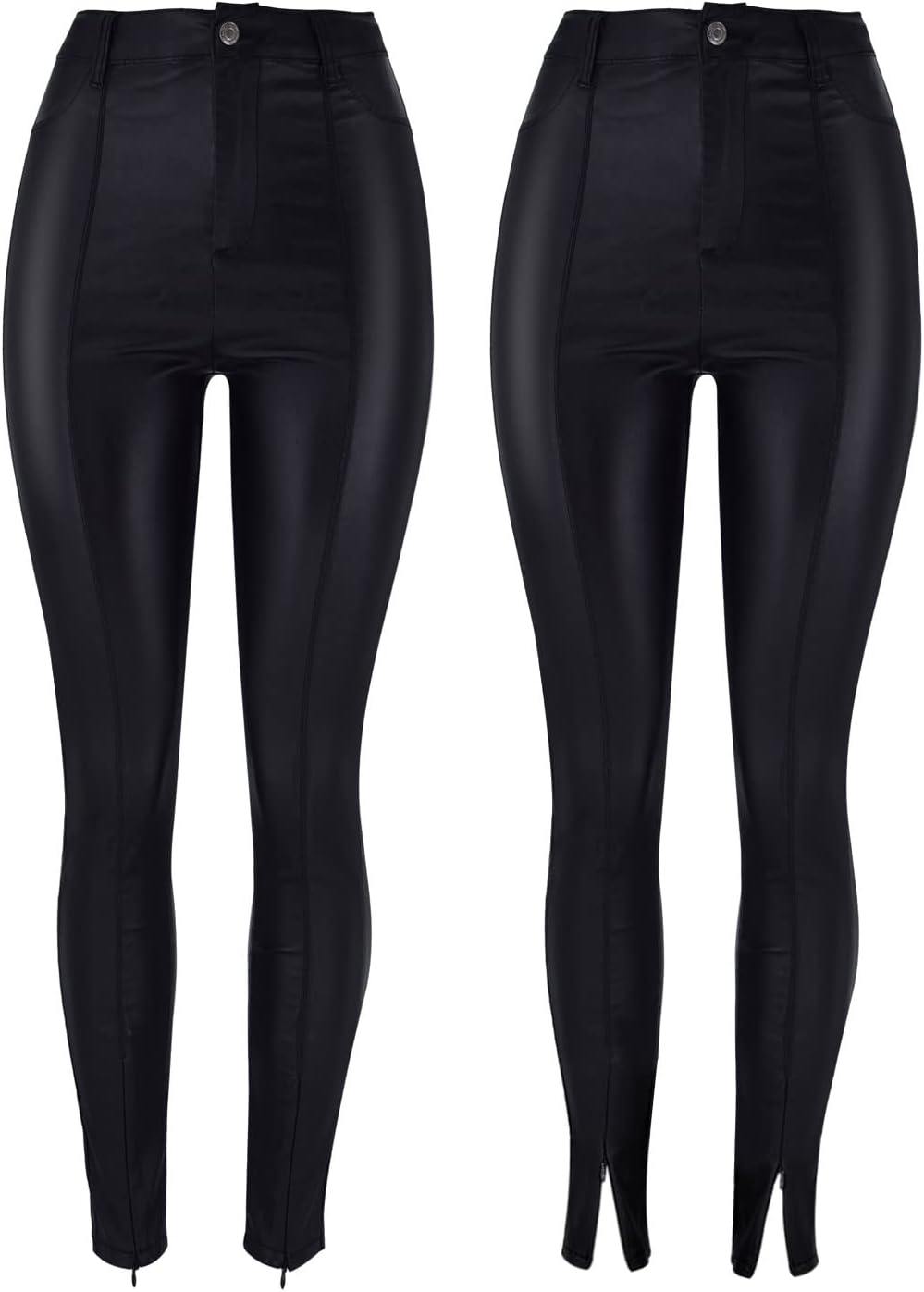 WAYRUNZ Womens High Waisted Stretch Faux Leather Pants PU Coated Legging Juniors