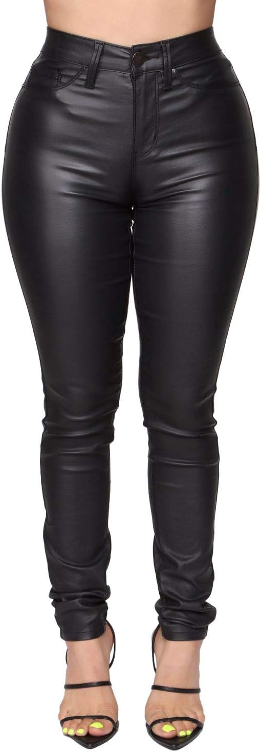 WAYRUNZ Womens High Waisted Stretch Faux Leather Pants PU Coated Legging Juniors