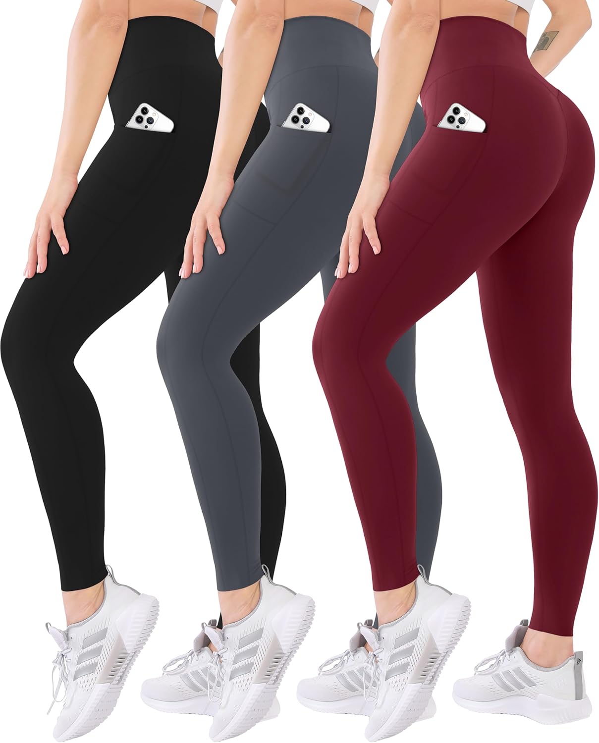 Blisset 3 Pack High Waisted Leggings for Women with Pockets Soft Active Tummy Control Pants for Yoga Running Daily Wear Blisset 3 Pack High Waisted Leggings for Women with Pockets Soft Active Tummy Control Pants for Yoga Running Daily Wear