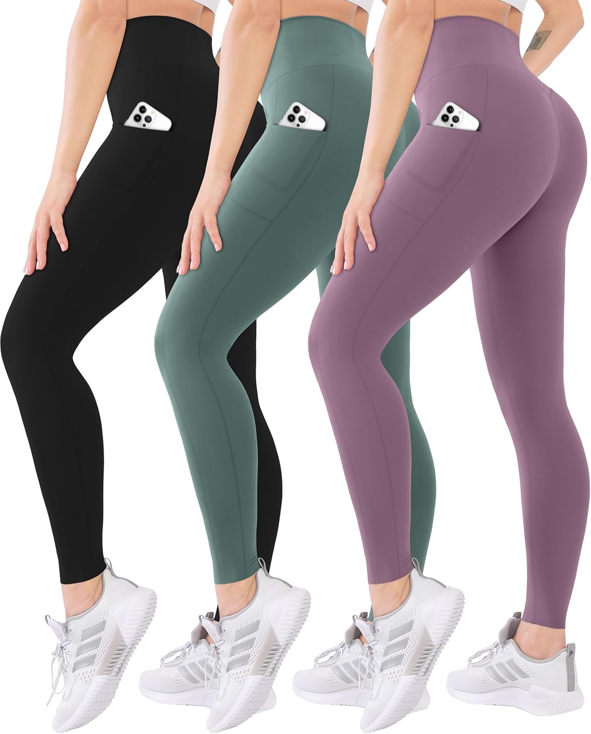 Blisset 3 Pack High Waisted Leggings for Women with Pockets Soft Active Tummy Control Pants for Yoga Running Daily Wear Blisset 3 Pack High Waisted Leggings for Women with Pockets Soft Active Tummy Control Pants for Yoga Running Daily Wear