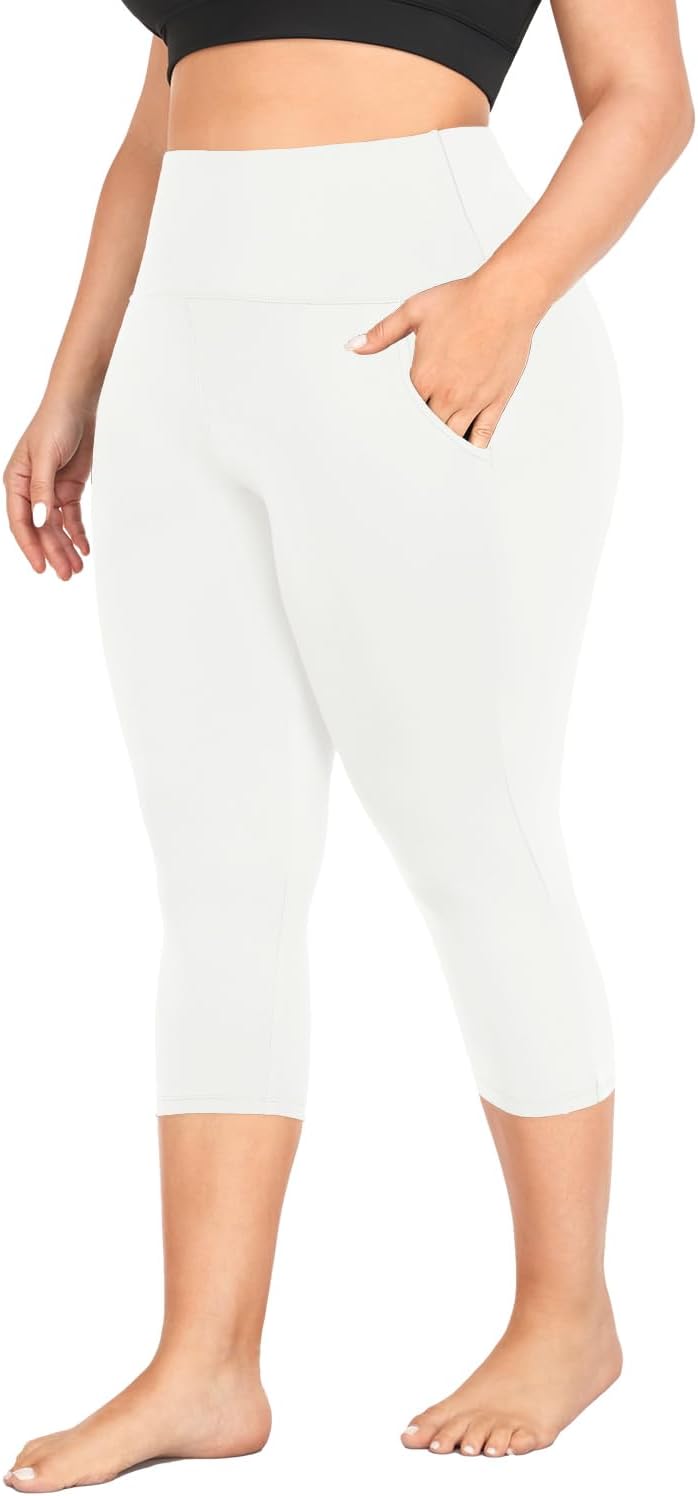 MOREFEEL Capri Plus Size Leggings for Women with Pockets-Stretchy XL-4XL Tummy Control High Waist Workout Black Yoga Pants MOREFEEL Capri Plus Size Leggings for Women with Pockets-Stretchy XL-4XL Tummy Control High Waist Workout Black Yoga Pants