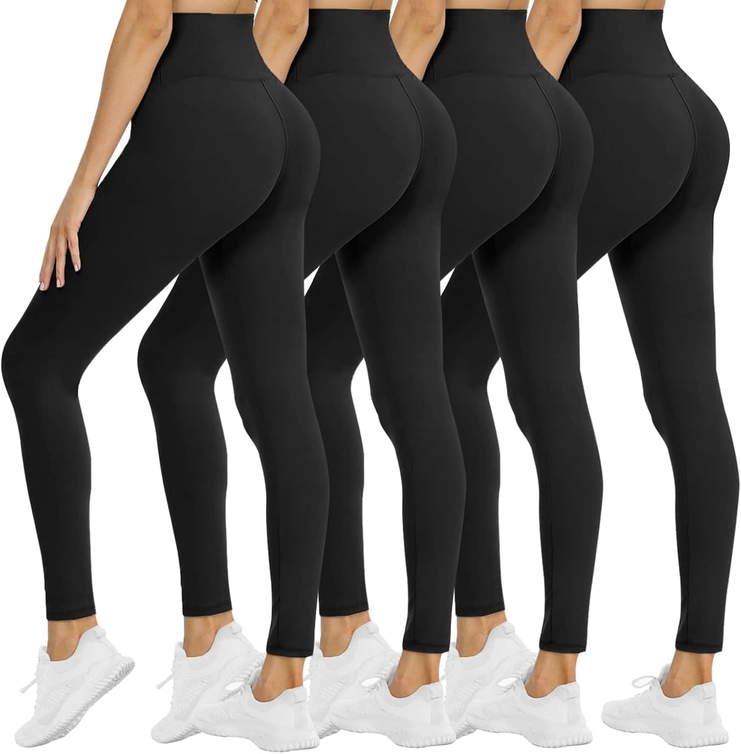 NexiEpoch 4 Pack Leggings for Women - High Waisted Tummy Control Soft Black Capri Yoga Pants with Pockets for Workout NexiEpoch 4 Pack Leggings for Women - High Waisted Tummy Control Soft Black Capri Yoga Pants with Pockets for Workout