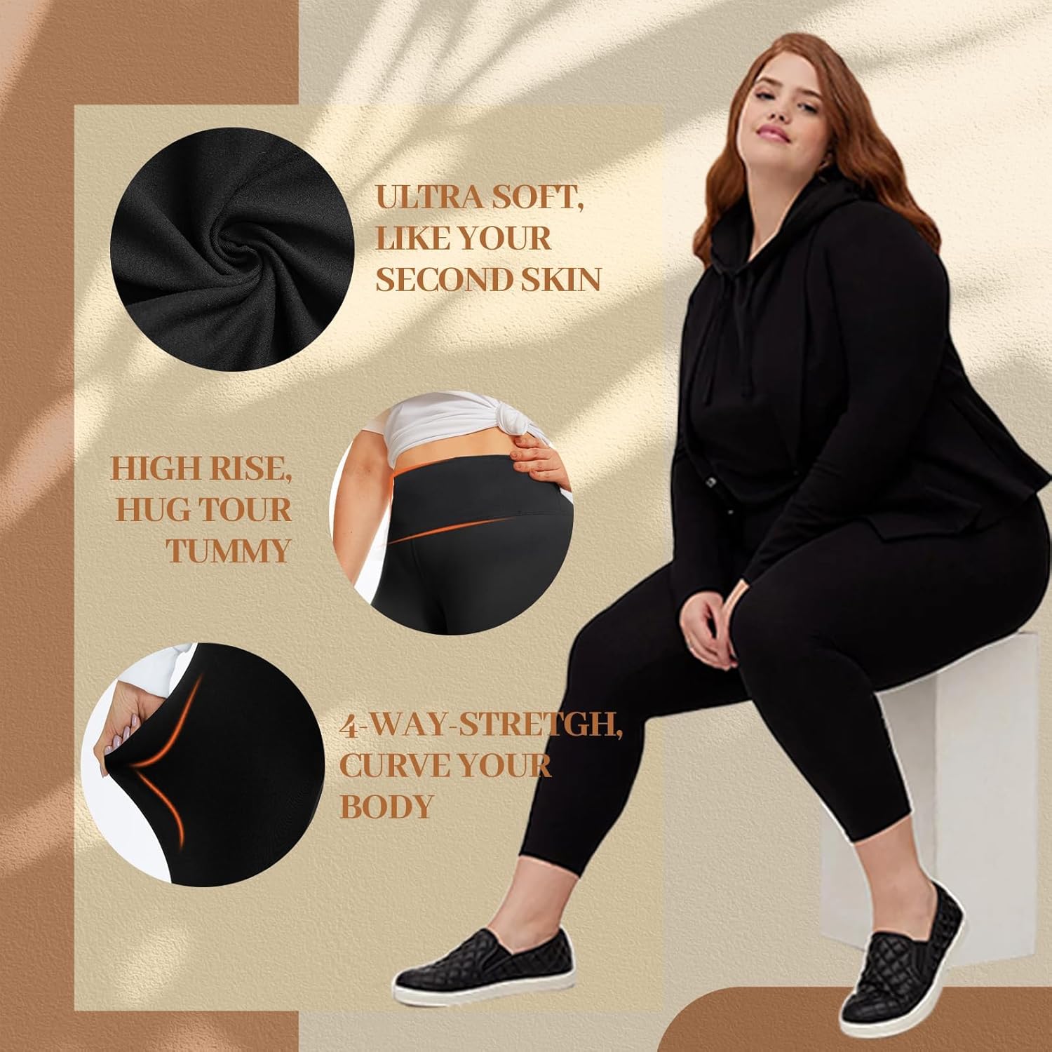 TNNZEET 3 Pack Plus Size Capri Leggings with Pockets for Women, High Waisted Black Workout Yoga Leggings 2X 3X 4X TNNZEET 3 Pack Plus Size Capri Leggings with Pockets for Women, High Waisted Black Workout Yoga Leggings 2X 3X 4X