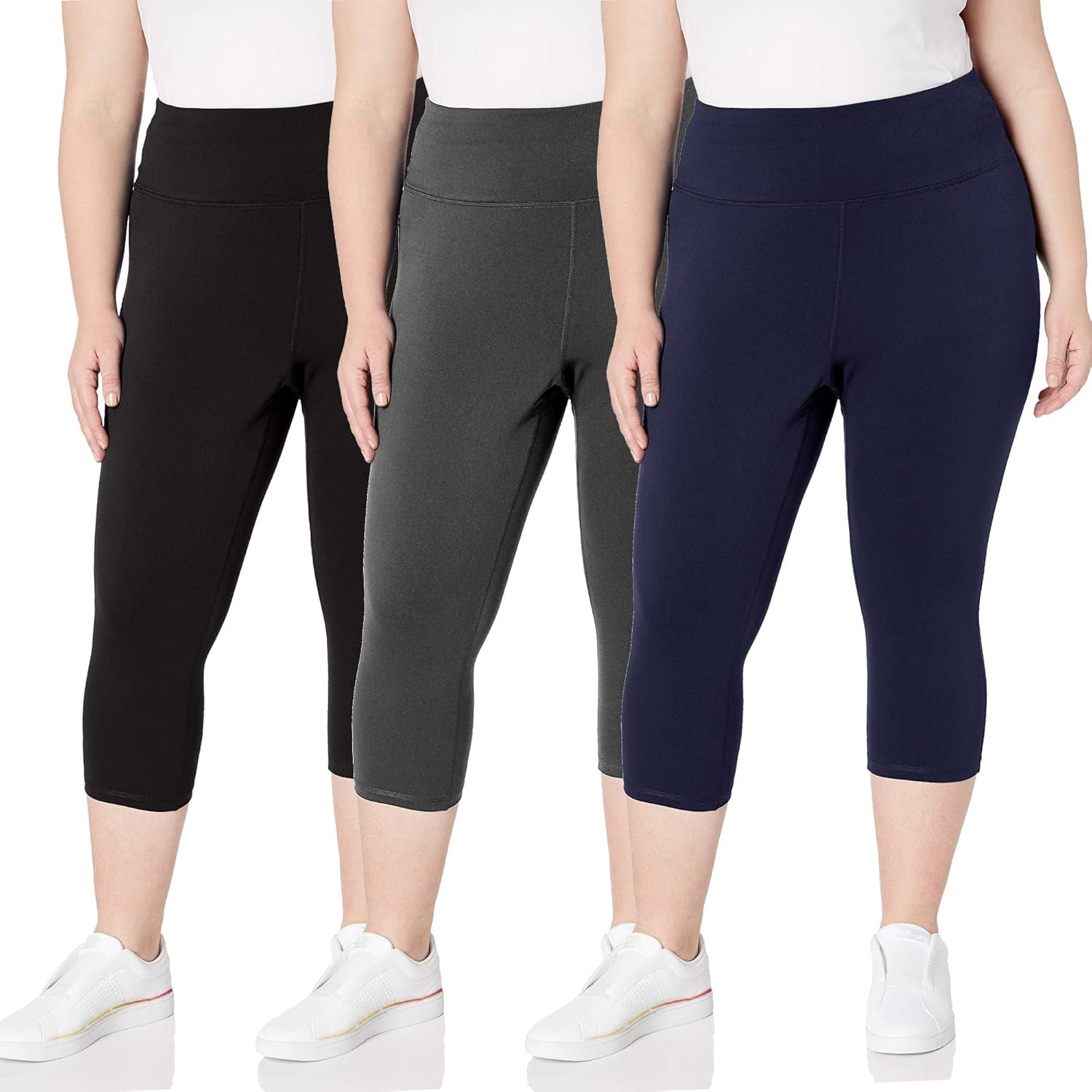 TNNZEET 3 Pack Plus Size Capri Leggings with Pockets for Women, High Waisted Black Workout Yoga Leggings 2X 3X 4X TNNZEET 3 Pack Plus Size Capri Leggings with Pockets for Women, High Waisted Black Workout Yoga Leggings 2X 3X 4X