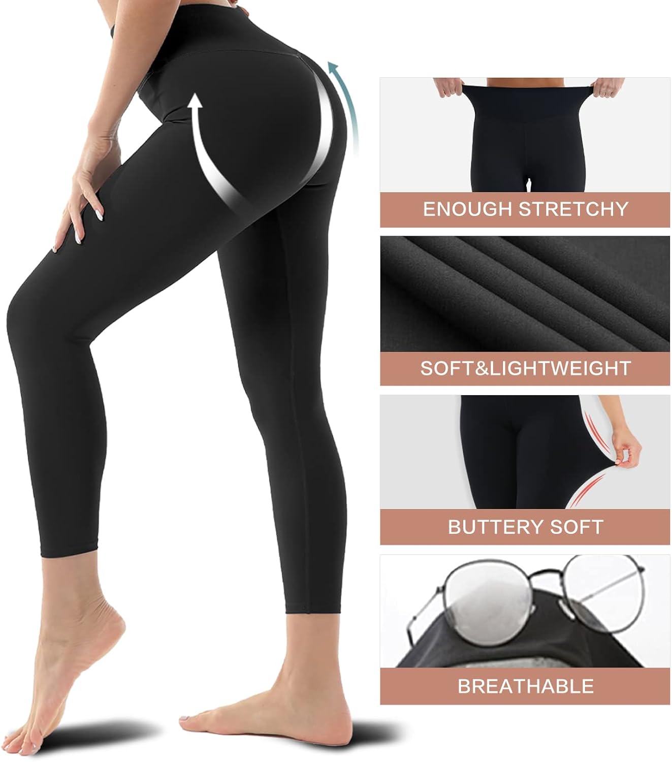 Blisset 3 Pack High Waisted Leggings for Women-Soft Athletic Tummy Control Pants for Running Yoga Workout Reg Plus Size Blisset 3 Pack High Waisted Leggings for Women-Soft Athletic Tummy Control Pants for Running Yoga Workout Reg Plus Size