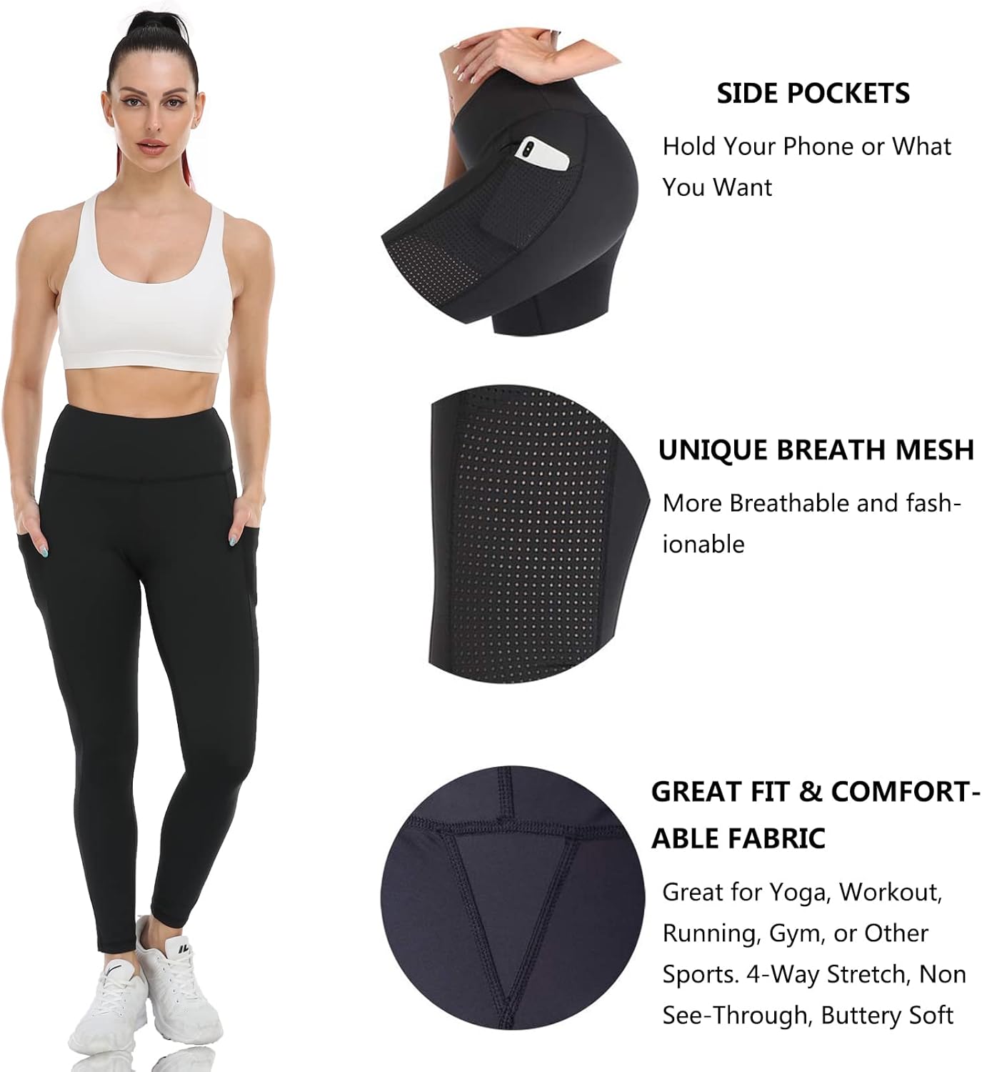 RAYPOSE Womens Workout Leggings for Women with Pockets Plus Size Gym High Waist Capri Yoga Pants with Mesh Cut Out RAYPOSE Womens Workout Leggings for Women with Pockets Plus Size Gym High Waist Capri Yoga Pants with Mesh Cut Out