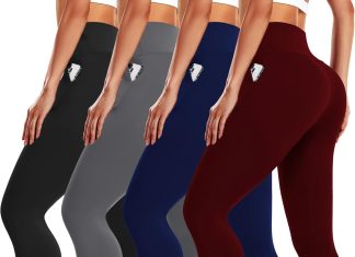 4 Pack Leggings for Women Butt Lift High Waisted Tummy Control No See-Through Yoga Pants Workout Running Leggings