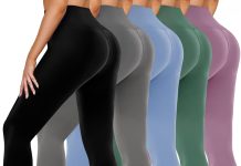 5 Pack Leggings for Women High Waisted No See-Through Soft Tummy Control Black Pants for Running Yoga Athletic Workout