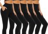 Hi Clasmix 5 Pack Leggings for Women-High Waisted Tummy Control Soft Casual Workout Black Yoga Pants with Pockets Home |
