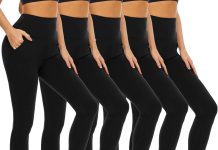 Hi Clasmix 5 Pack Leggings for Women-High Waisted Tummy Control Soft Casual Workout Black Yoga Pants with Pockets