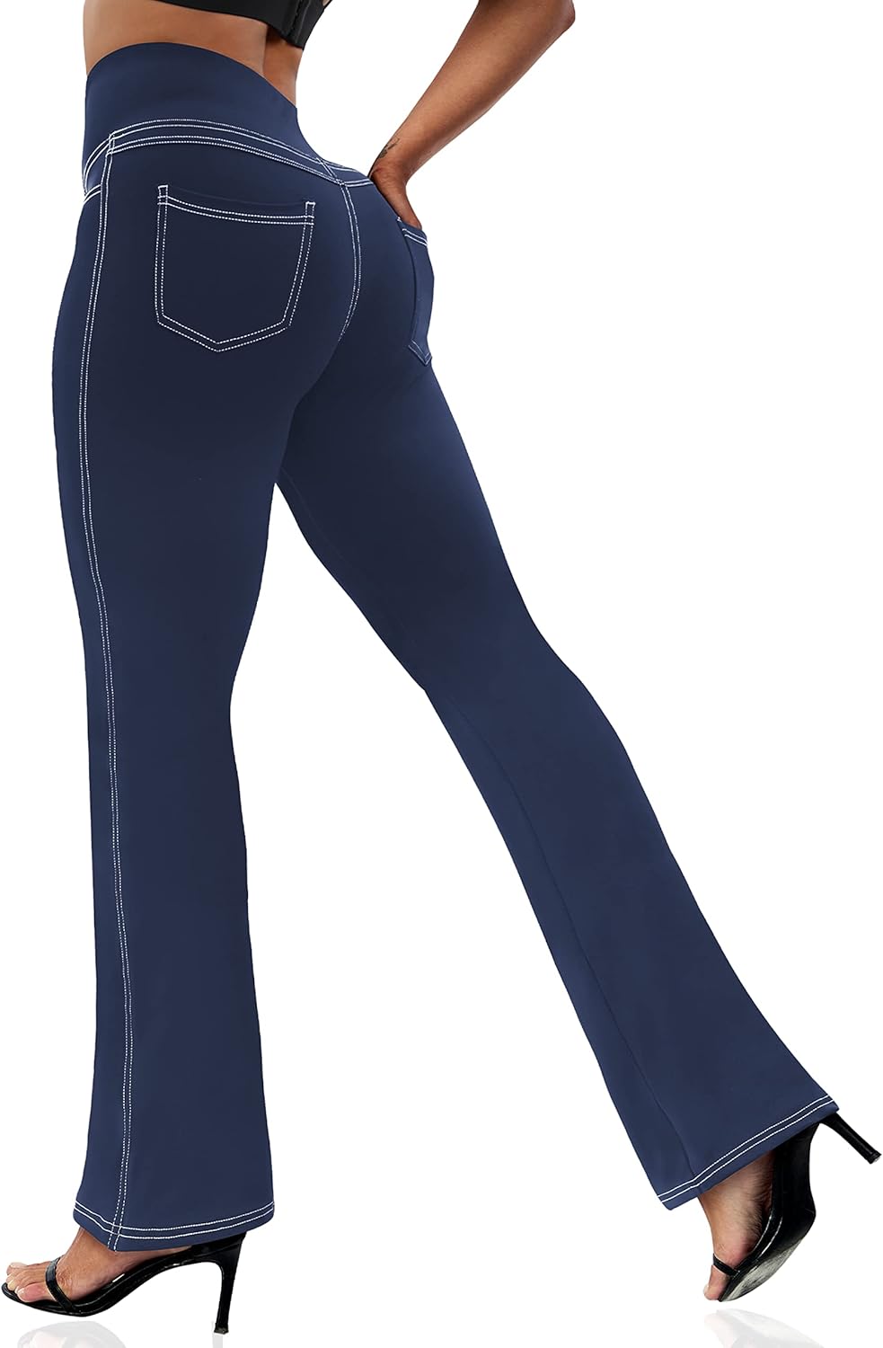 VOOVEEYA Womens Bootcut Leggings - Bootleg Yoga Pants Flare with Pockets,Tummy Control High Waisted Casual Dress Pants VOOVEEYA Womens Bootcut Leggings - Bootleg Yoga Pants Flare with Pockets,Tummy Control High Waisted Casual Dress Pants