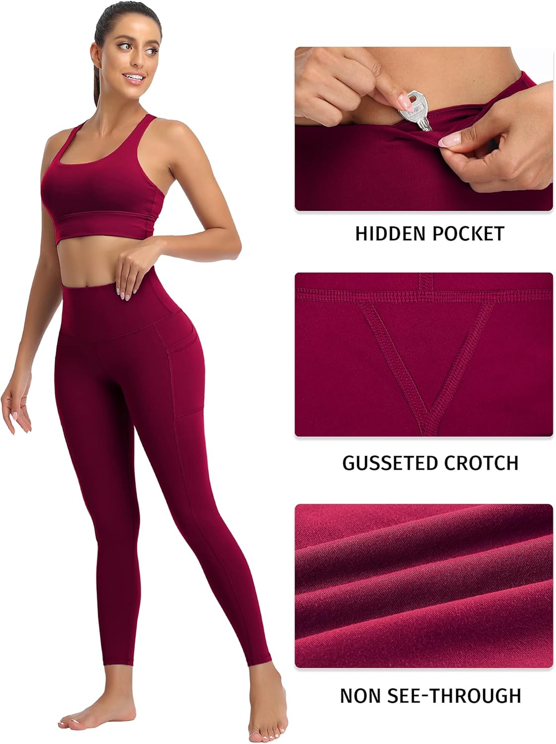 2 Pack Womens Fleece Lined Leggings with Pockets,Winter Warm Lined Workout Yoga Pants High Waisted Thermal Tights 2 Pack Womens Fleece Lined Leggings with Pockets,Winter Warm Lined Workout Yoga Pants High Waisted Thermal Tights