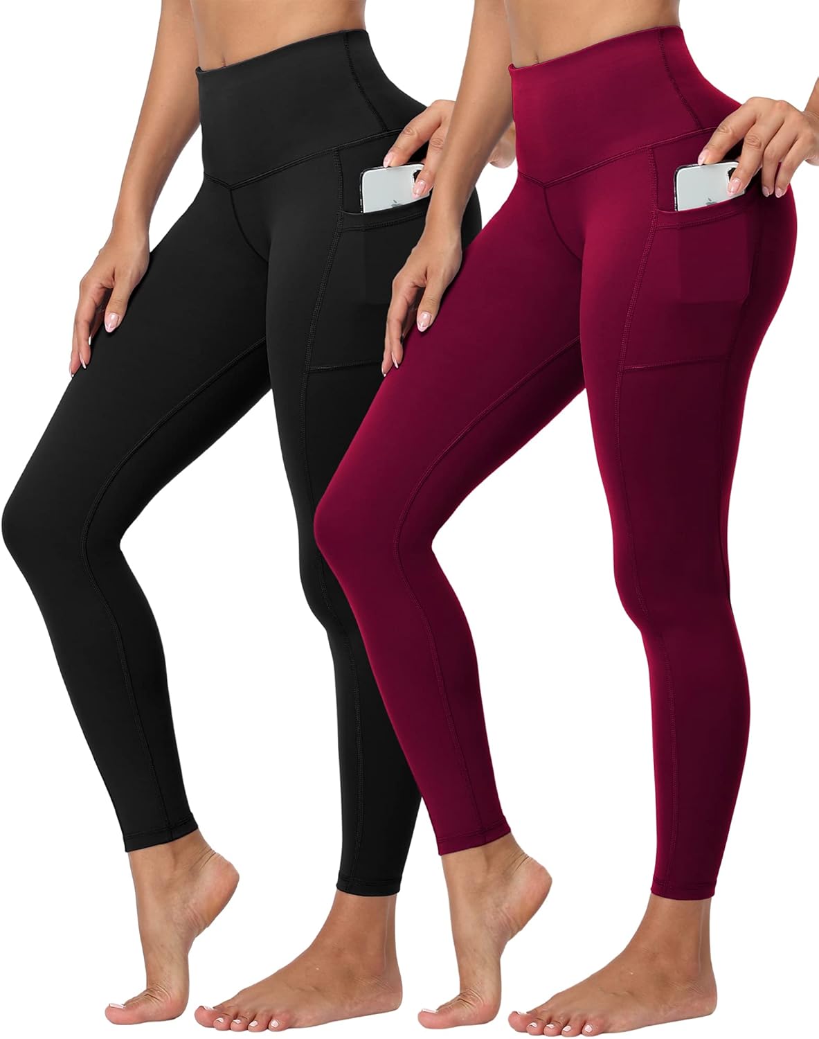 2 Pack Womens Fleece Lined Leggings with Pockets,Winter Warm Lined Workout Yoga Pants High Waisted Thermal Tights 2 Pack Womens Fleece Lined Leggings with Pockets,Winter Warm Lined Workout Yoga Pants High Waisted Thermal Tights