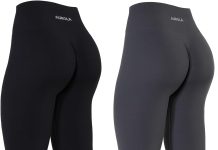 AUROLA Power Workout Leggings for Women Tummy Control Squat Proof Ribbed Thick Seamless Scrunch Active Pants