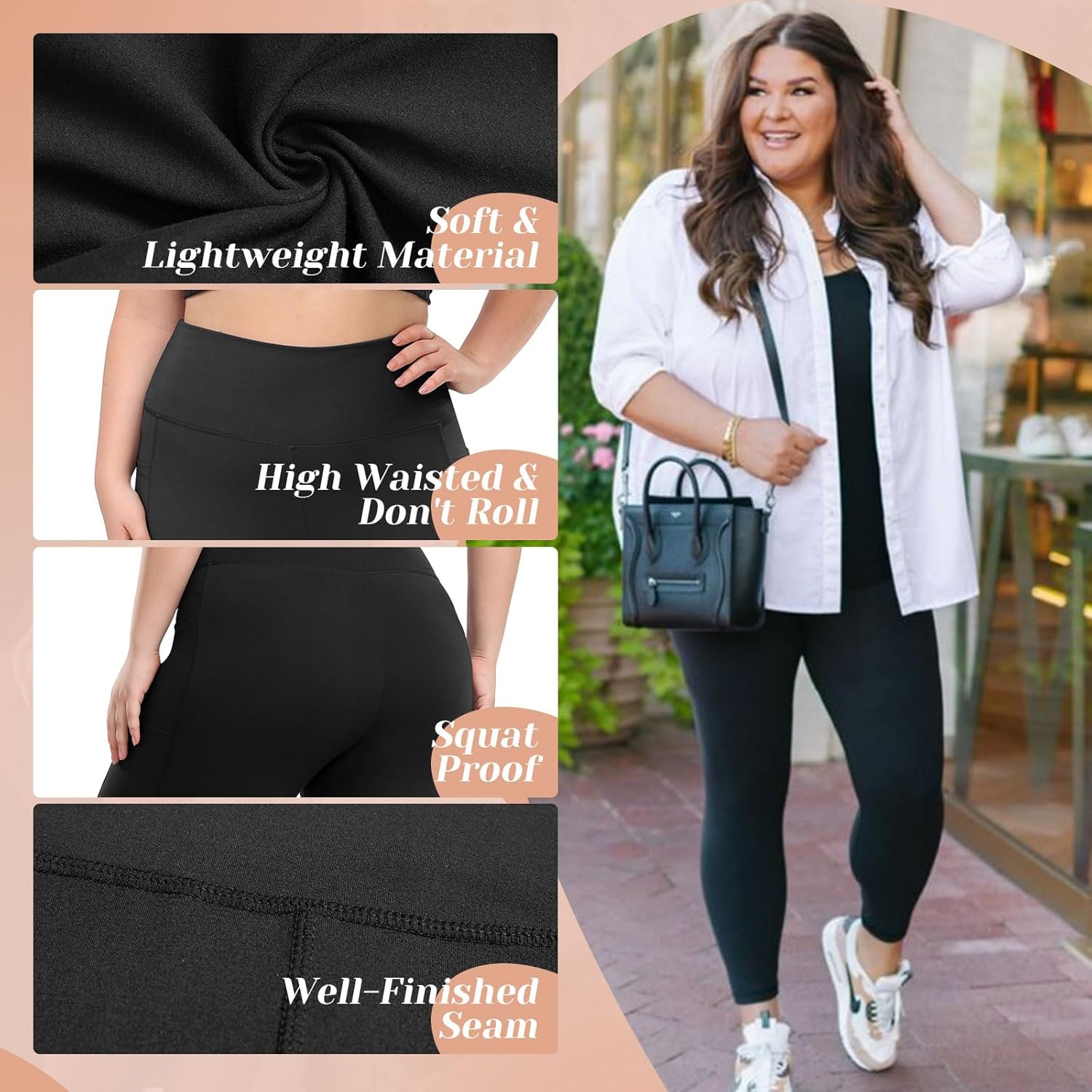 HLTPRO/3 Pack Plus Size Fleece Lined Leggings with Pockets for Women - Black Thermal Warm High Waist Yoga Pants for Workout HLTPRO/3 Pack Plus Size Fleece Lined Leggings with Pockets for Women - Black Thermal Warm High Waist Yoga Pants for Workout