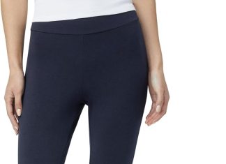HUE Women’s Wide Waistband Blackout Cotton Leggings, Assorted