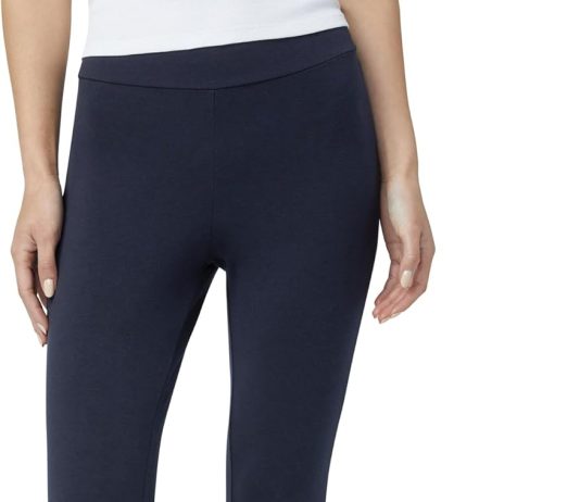 HUE Women’s Wide Waistband Blackout Cotton Leggings, Assorted