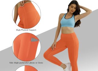 Match Womens High Waisted Active Yoga Pants with Pockets Tummy Control Workout Buttery Soft Leggings