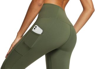 Baleaf Nuleaf High Waisted Workout Leggings for Women 25″ – Buttery Soft Tummy Control Gym Fitness Yoga 7/8 Pant with Pockets