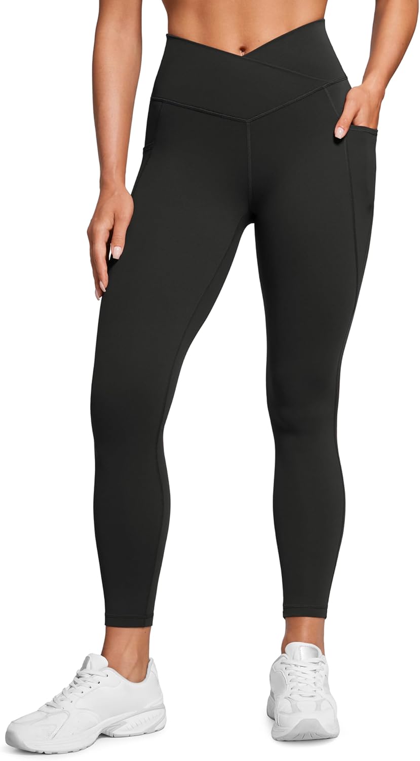 CRZ YOGA Butterluxe Womens Crossover Waist Workout Leggings with Pockets - V Cross High Waist Gym Lounge Yoga Pants CRZ YOGA Butterluxe Womens Crossover Waist Workout Leggings with Pockets - V Cross High Waist Gym Lounge Yoga Pants