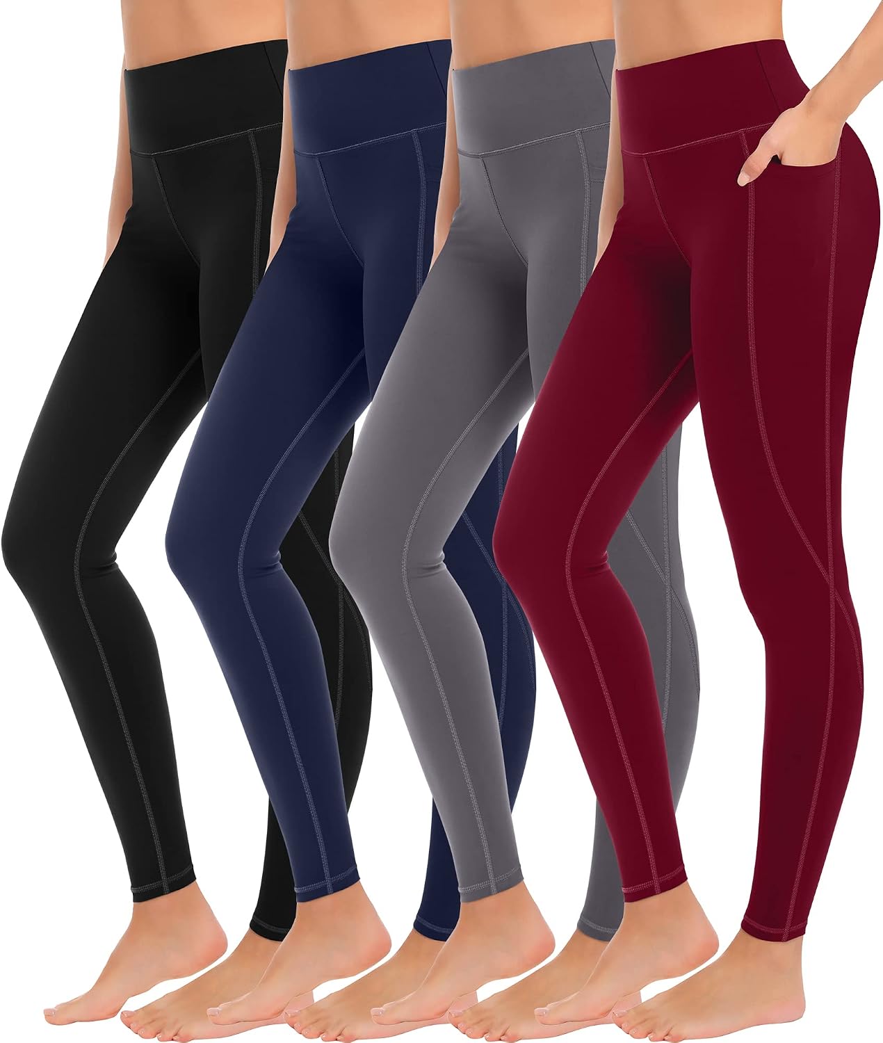 MIRITY Pack Yoga Leggings with Pockets for Women - High Waist Tummy Control Pants for Workout MIRITY Pack Yoga Leggings with Pockets for Women - High Waist Tummy Control Pants for Workout